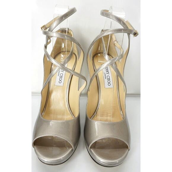 Jimmy Choo Metallic Patent Atlas Platform Strappy Sandals - Picture 7 of 10